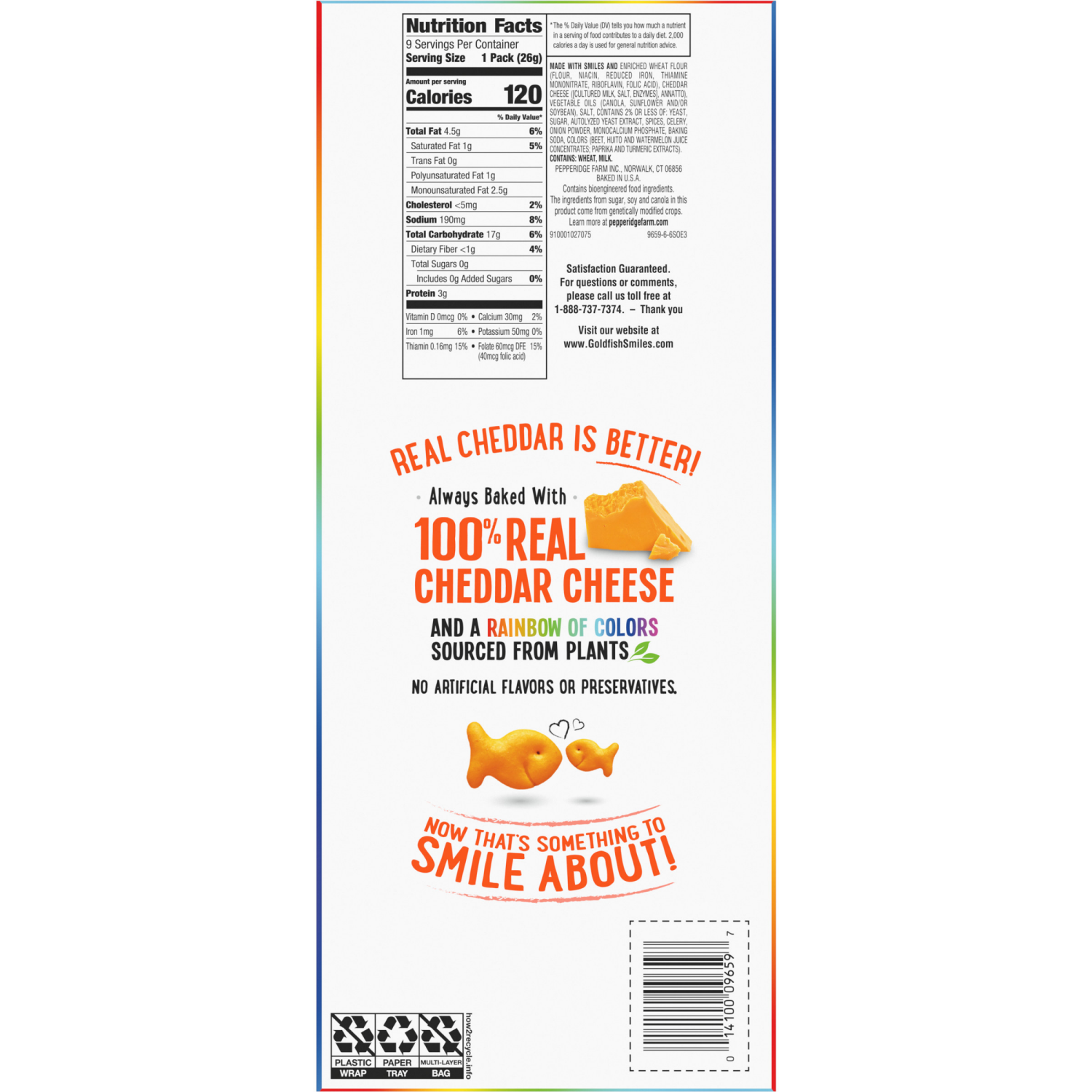 slide 3 of 8, Goldfish Colors Cheddar, 8.100 oz