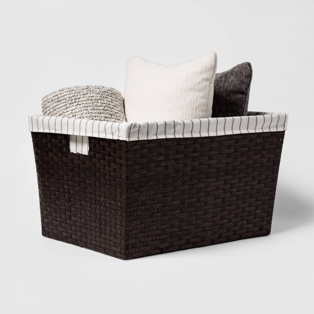 12"x16"x20" Lined Weave Laundry Basket Dark Brown Threshold 1 ct Shipt