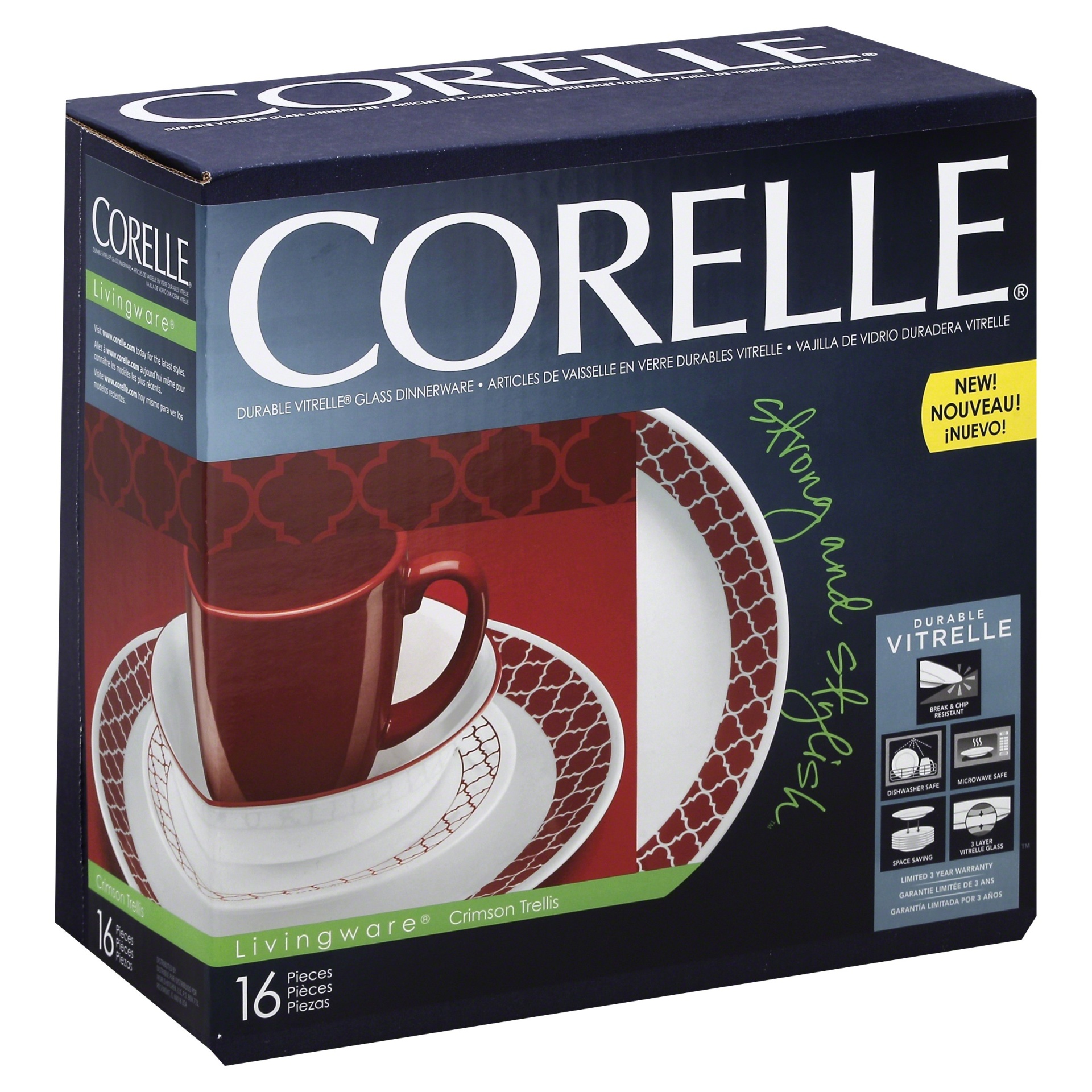 slide 1 of 1, Corelle Livingware Dinnerware Set - Crimson Trellis, 16 ct