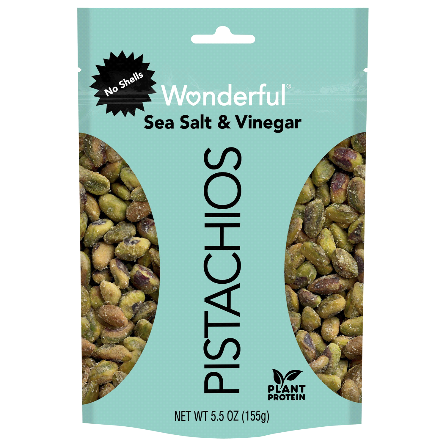 slide 1 of 2, Wonderful Pistachios, No Shells Sea Salt & Vinegar Nuts, 5.5 Ounce Bag, 5.5 oz