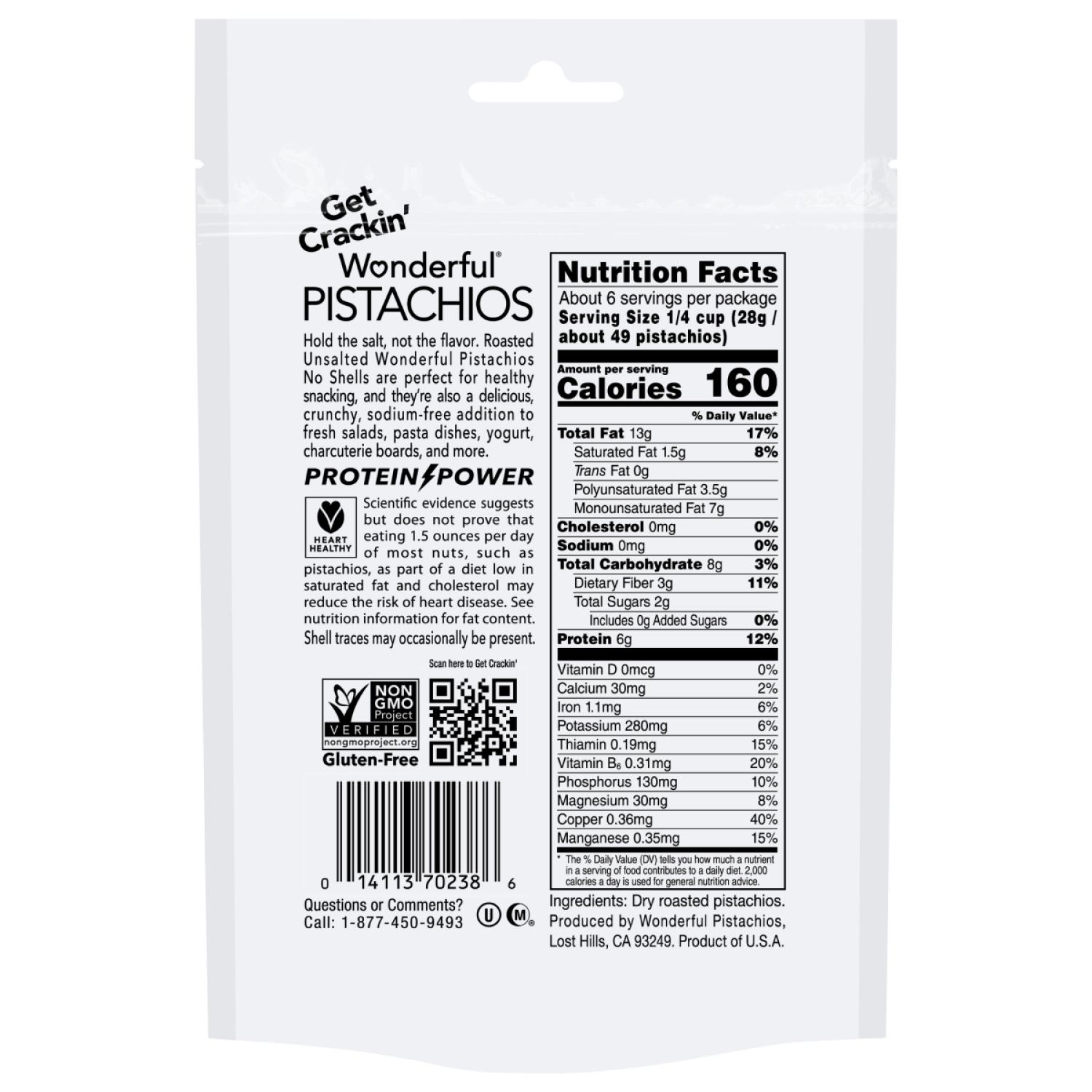 slide 2 of 2, Unsalted Pistachio Kernals, 6 ct