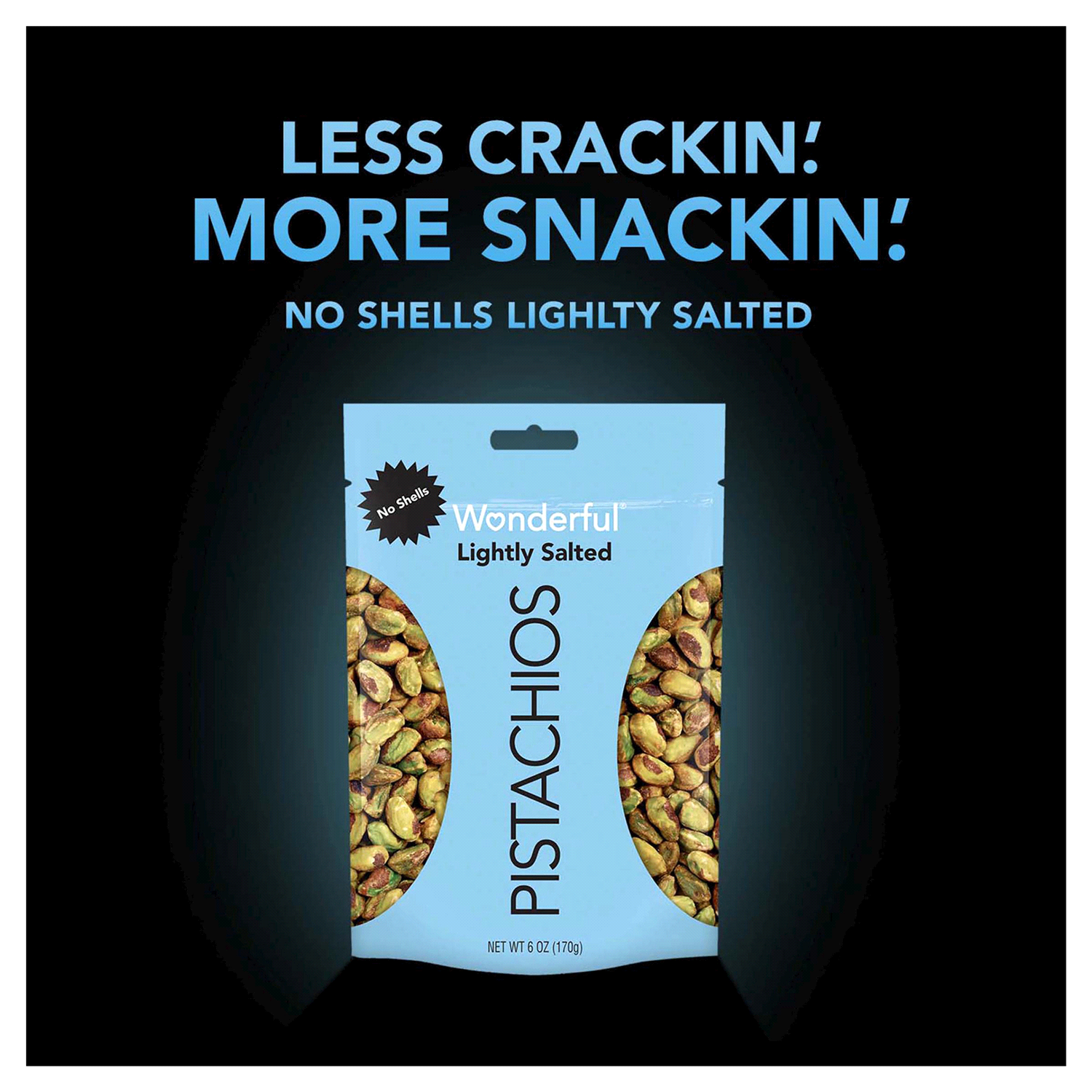 slide 2 of 2, Wonderful Pistachios, No Shells Roasted & Lightly Salted Nuts, 6 Ounce Bag, 6 oz
