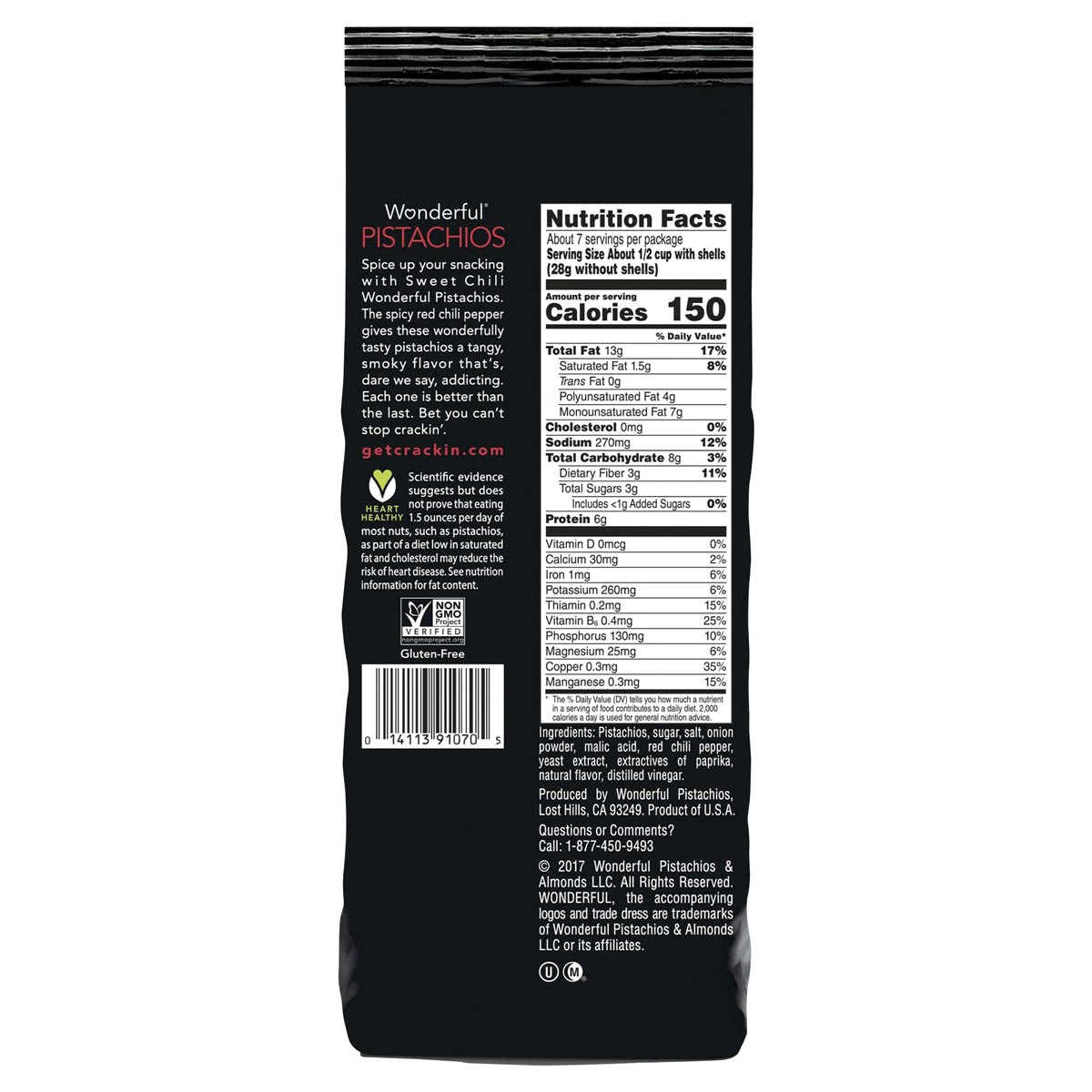 slide 2 of 2, Wonderful Pistachios, In Shell Sweet Chili Flavored Nuts, 14 Ounce Bag, 14 oz