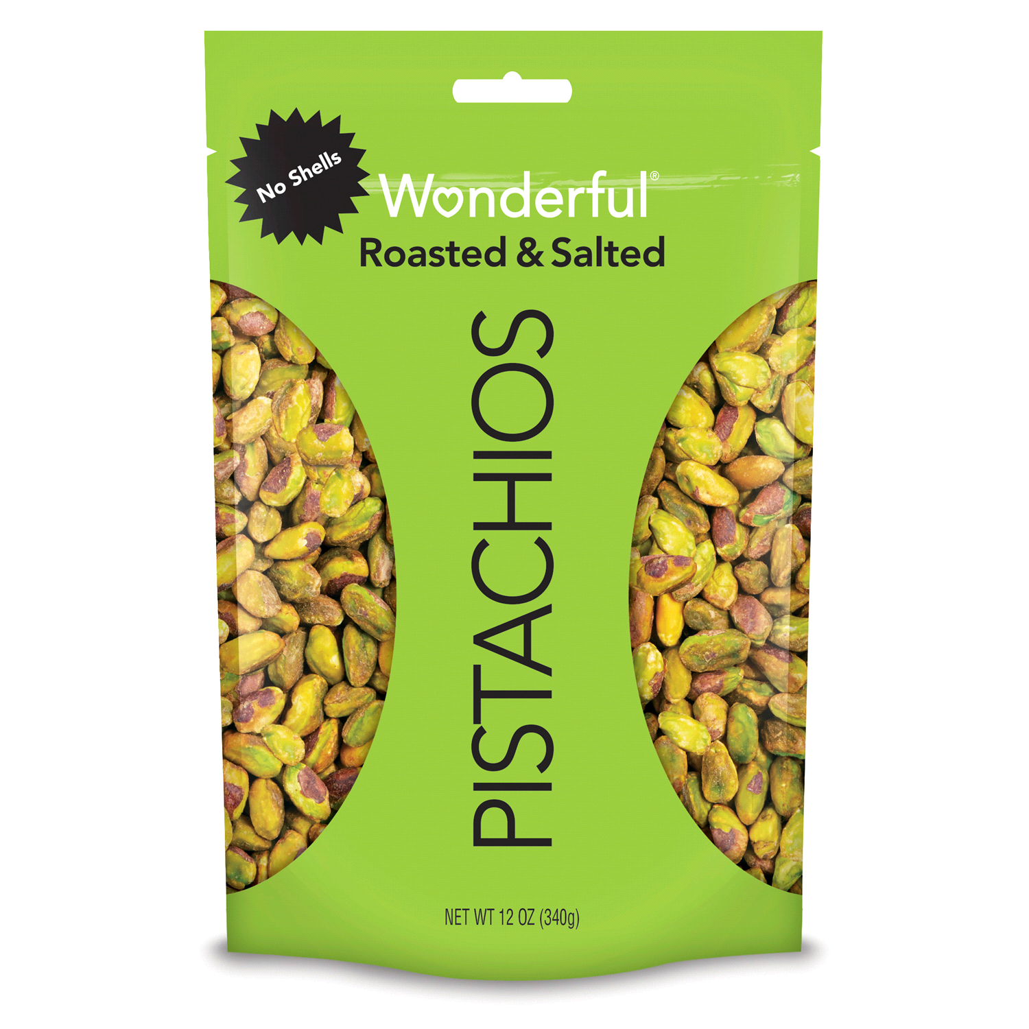 slide 1 of 2, Wonderful Pistachios, No Shells Roasted & Salted Nuts, 12 Ounce Bag, 12 oz