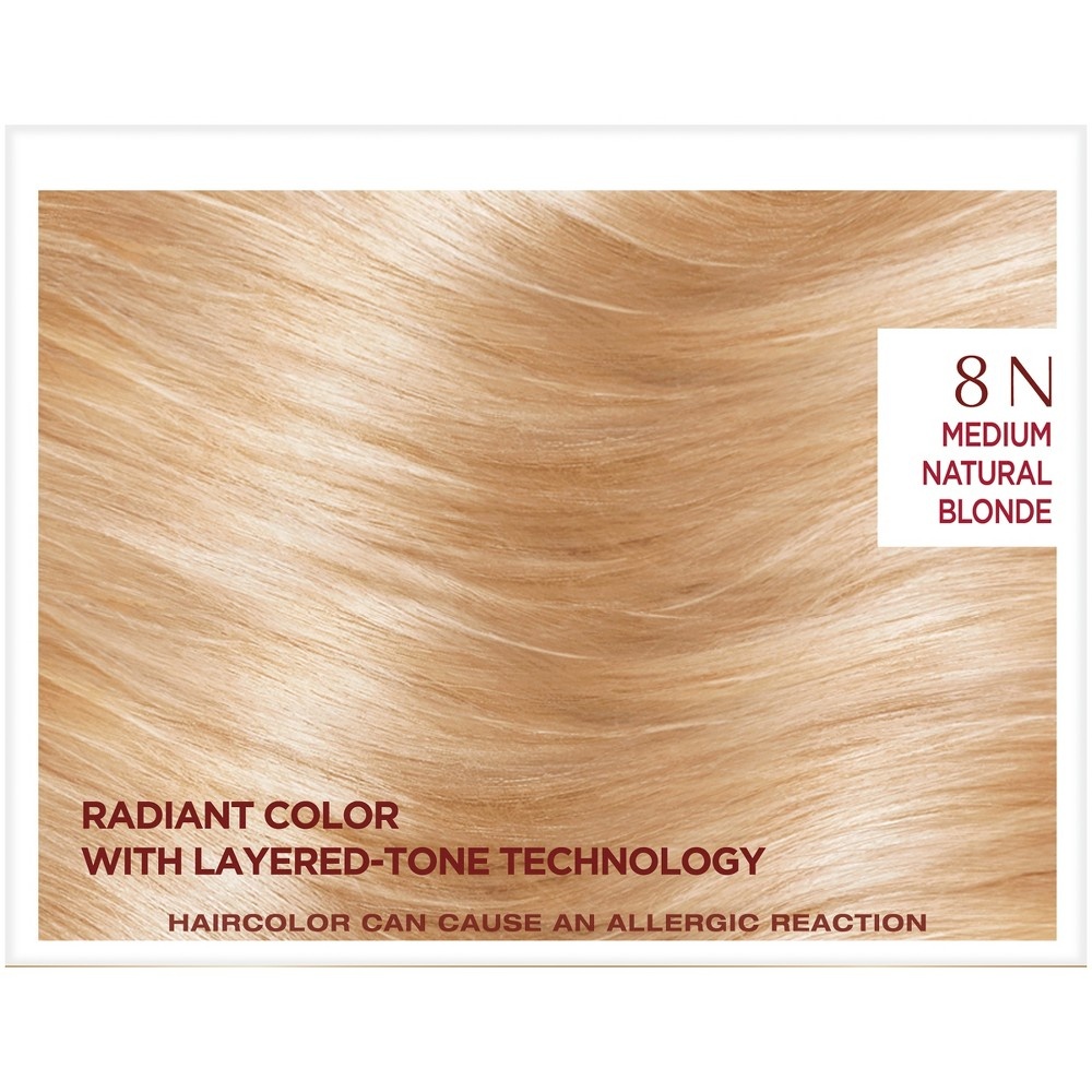 slide 3 of 4, L'Oréal Excellence Age Perfect Layered-Tone Flattering Color - 8N M Natural Blonde, 1 ct
