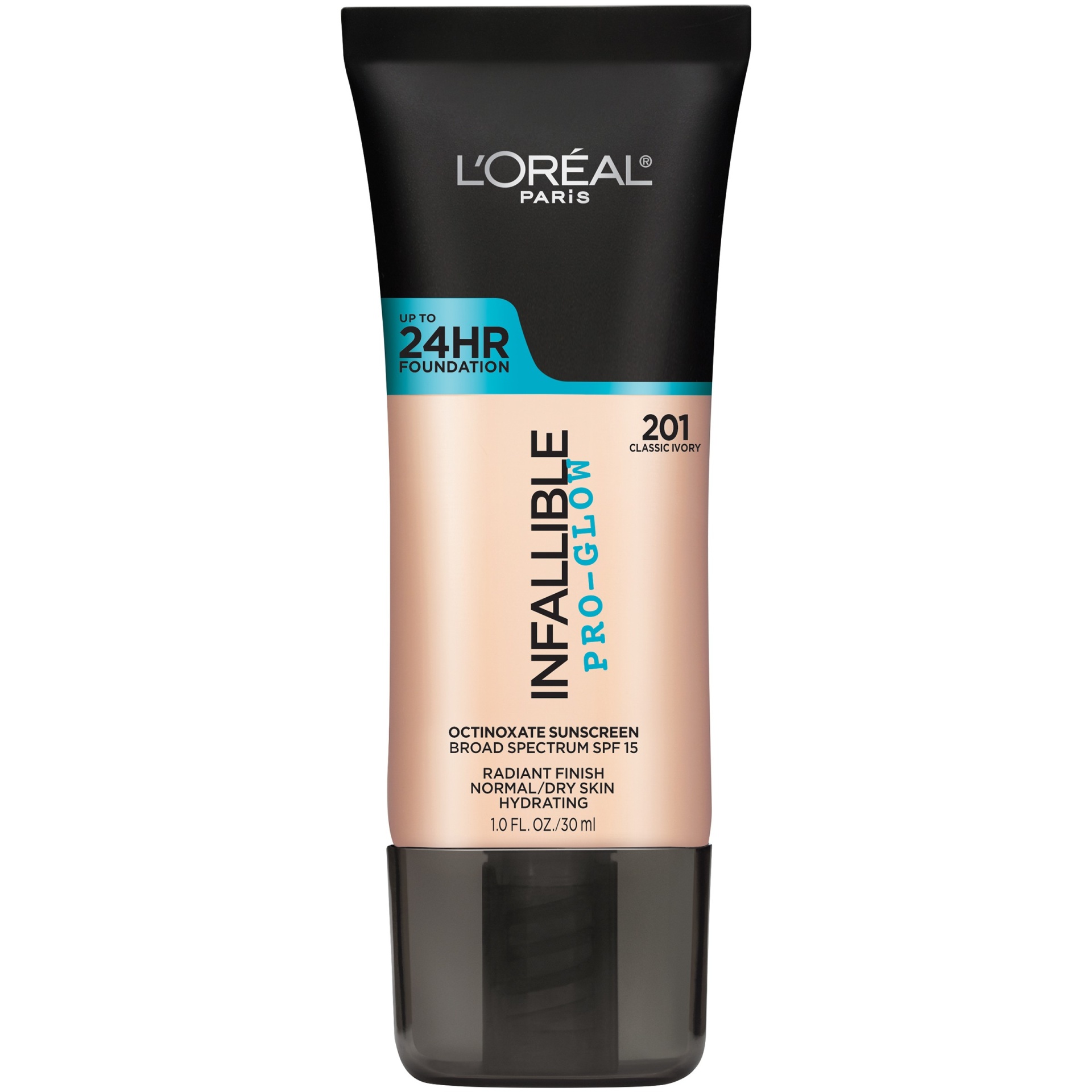 slide 1 of 3, L'Oreal Paris Infallible Pro-Glow Foundation Normal/Dry Skin with SPF 15 - 201 Classic Ivory - 1 fl oz, 1 fl oz