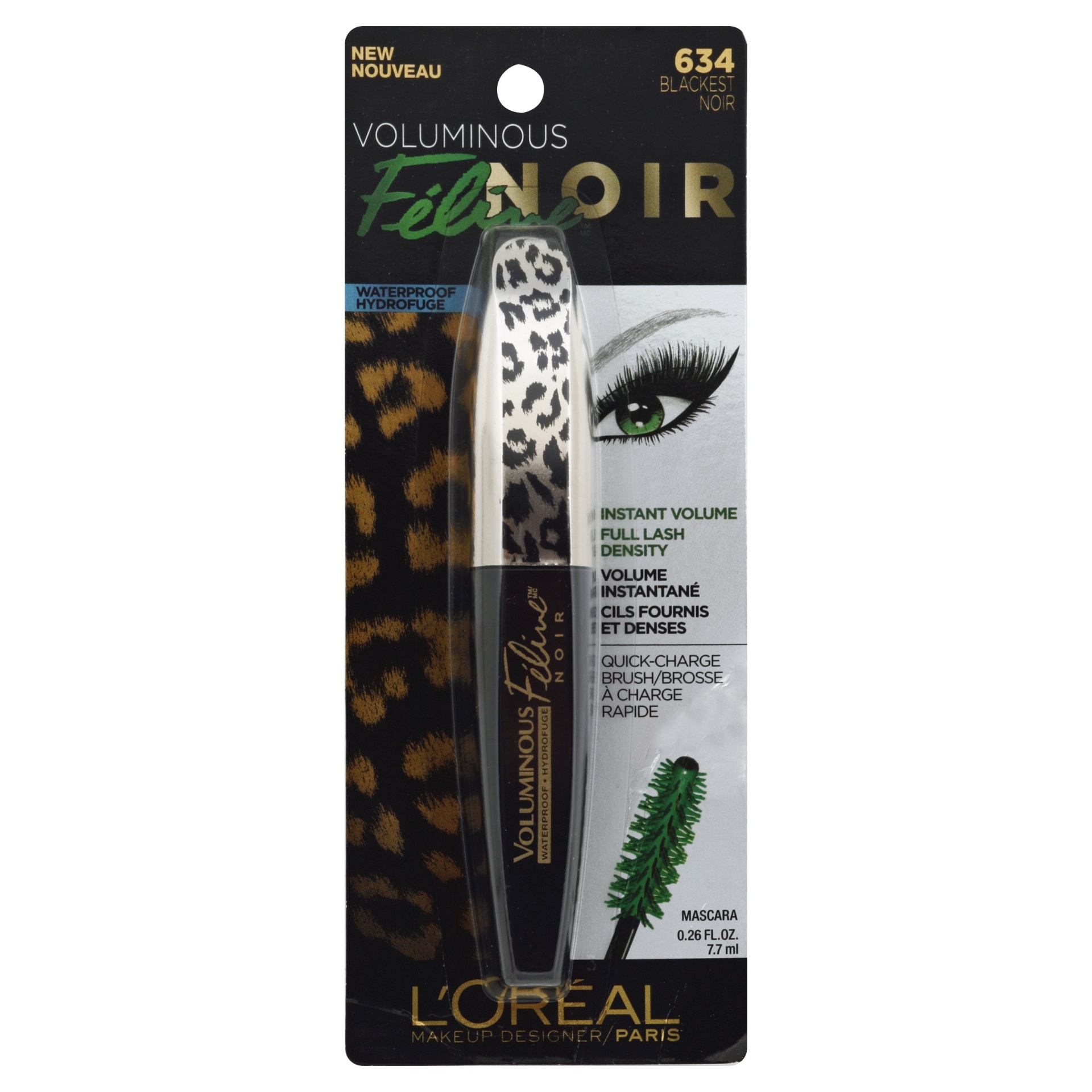 slide 1 of 3, L'Oréal Voluminous Feline Noir Mascara 634 WTP Blackest Noir, 0.27 fl oz