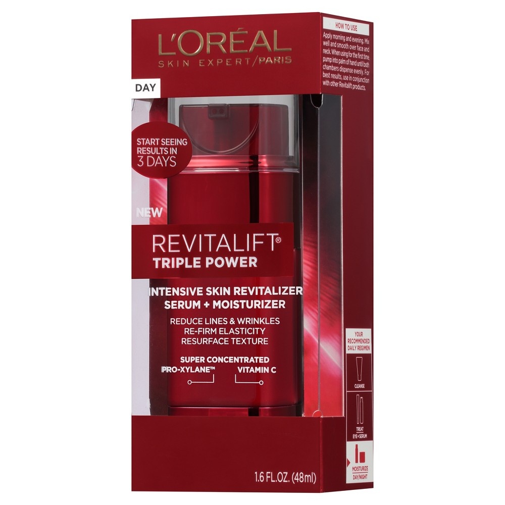 slide 3 of 8, L'Oréal Revitalift Triple Power Intensive Skin Revitalizer Serum + Moisturizer, 1.6 fl oz