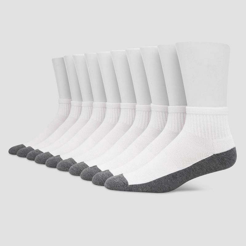 slide 1 of 4, Hanes Premium Men's Big & Tall Cool Comfort Ankle Socks 10pk - White 12-14: Cushioned Sole, Reinforced Heel & Toe, Breathable Fabric, 10 ct