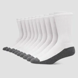 Hanes Premium Men's Crew Socks 10pk - White 6-12: Cushioned Sole, Reinforced Heel & Toe, Breathable Fabric