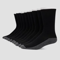 Hanes Premium Men's Crew Socks 10pk - Black 6-12: Cushioned Sole, Reinforced Heel & Toe, Breathable, Lightweight Fabric