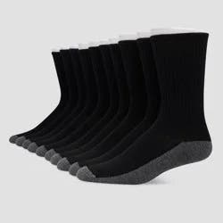 Hanes Premium Men's Crew Socks 10pk - Black 6-12: Cushioned Sole, Reinforced Heel & Toe, Breathable, Lightweight Fabric