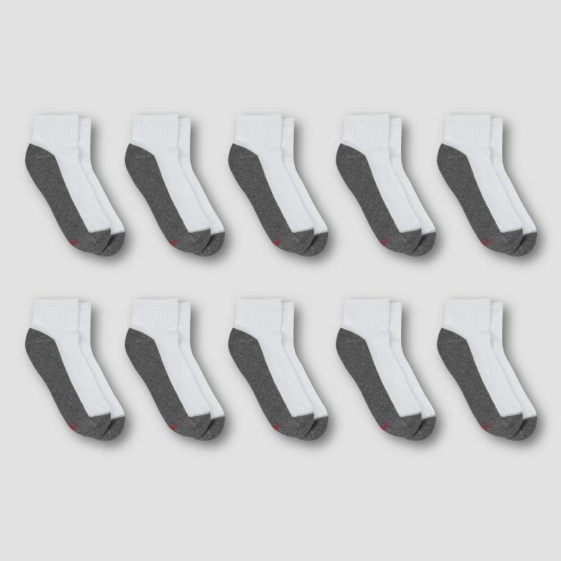 slide 2 of 4, Hanes Premium Men's Cool Comfort Ankle Socks 10pk - White 6-12: Cushioned Sole, Reinforced Heel & Toe, 10 ct