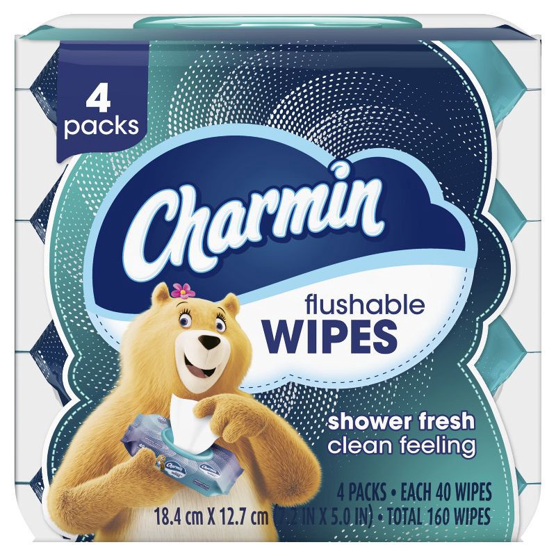 slide 1 of 11, Charmin Flushable Wipes - 4pk/40ct, 4 ct, 40 ct