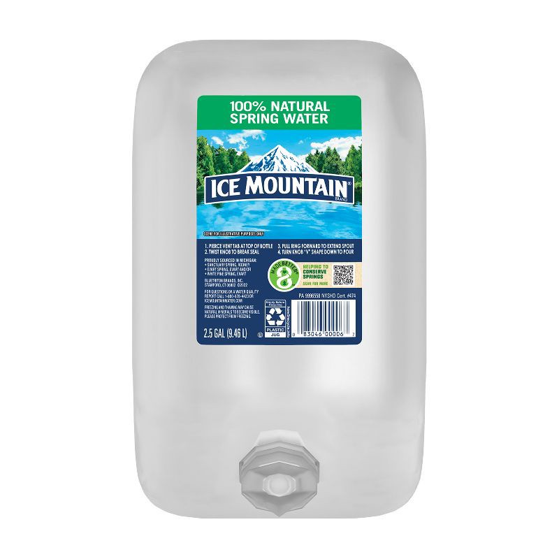 slide 1 of 6, Ice Mountain Brand 100% Natural Spring Water - 2.5 gal (320 fl oz) Jug, 2.5 gal, 320 fl oz