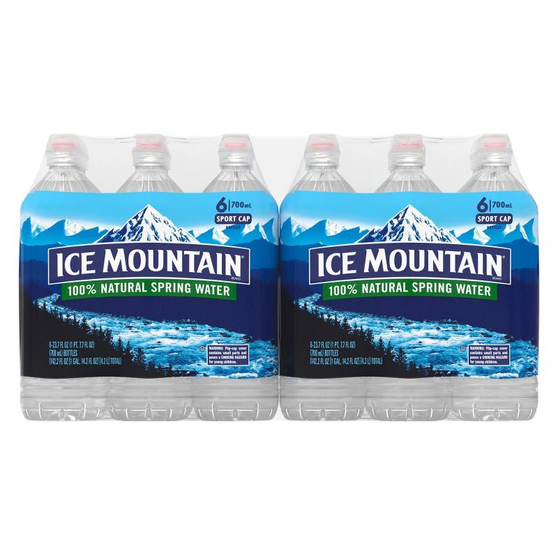 slide 3 of 10, Ice Mountain Brand 100% Natural Spring Water - 6pk/23.7 fl oz Sport Cap Bottles, 6 ct; 23.7 fl oz