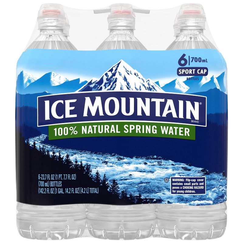 slide 8 of 10, Ice Mountain Brand 100% Natural Spring Water - 6pk/23.7 fl oz Sport Cap Bottles, 6 ct; 23.7 fl oz