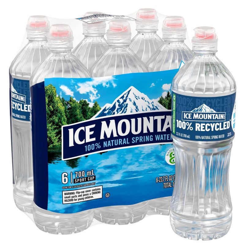 slide 1 of 10, Ice Mountain Brand 100% Natural Spring Water - 6pk/23.7 fl oz Sport Cap Bottles, 6 ct; 23.7 fl oz