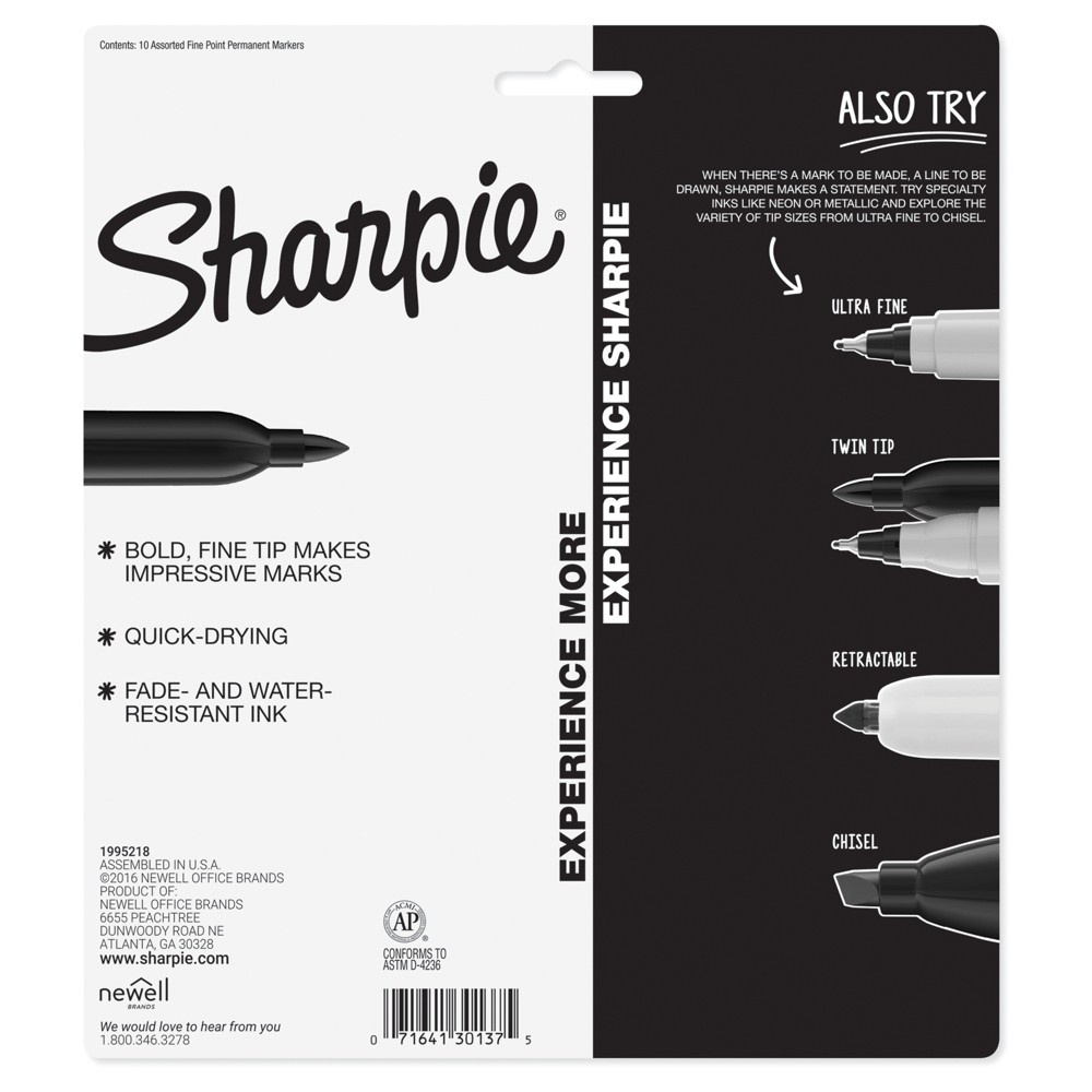 slide 6 of 7, Sharpie Fine Tip Permanent Markers Multicolor, 10 ct