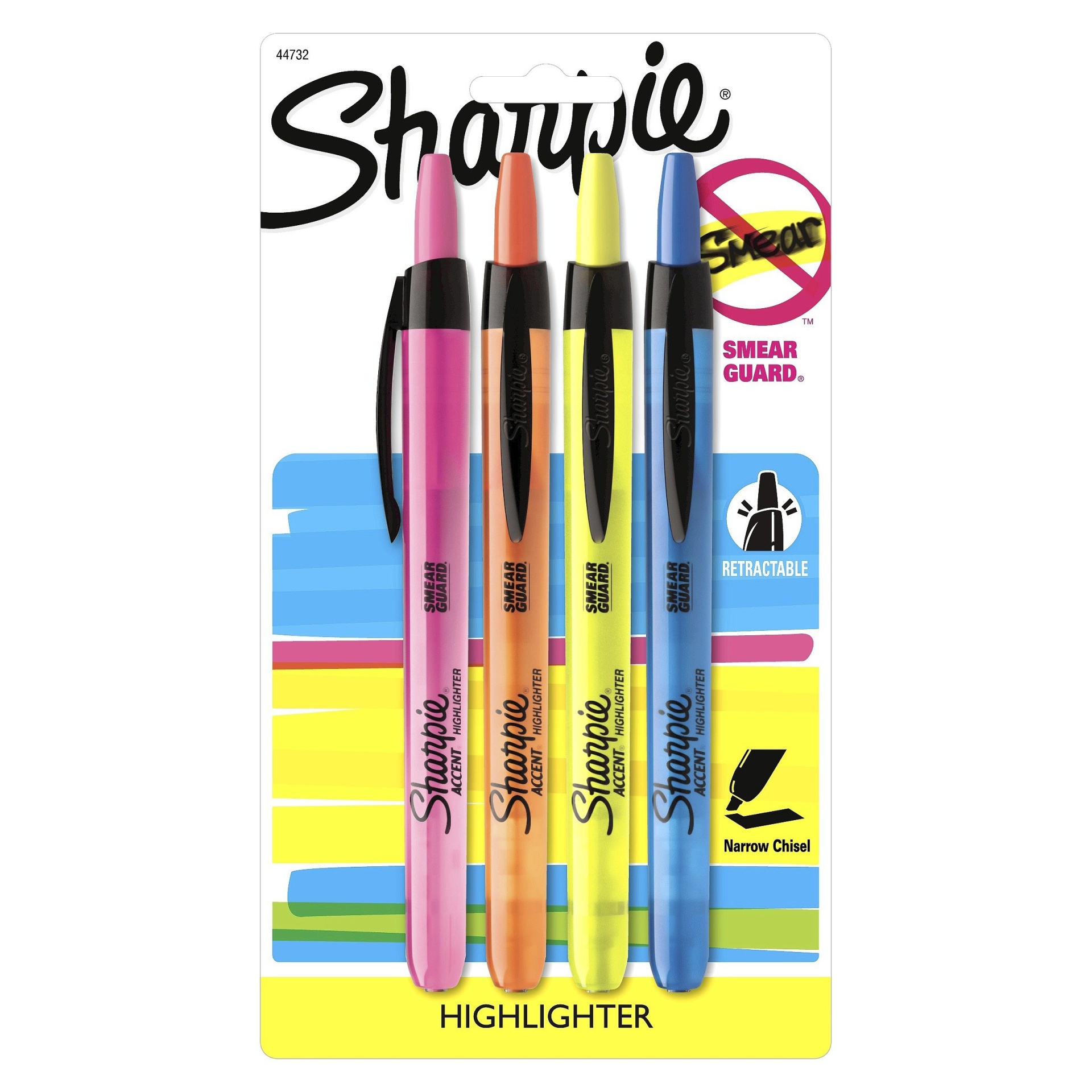 slide 1 of 7, Sharpie Retractable Highlighter, Medium Tip Multicolor Ink, 4 ct