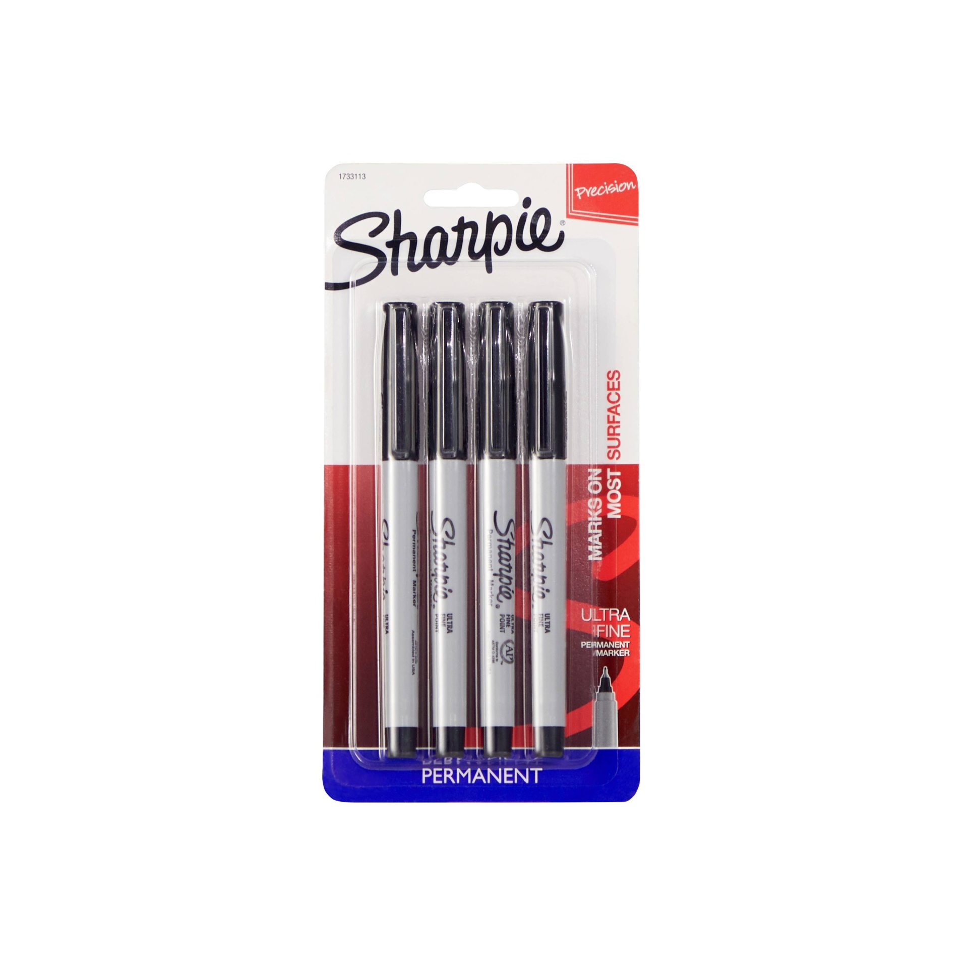 slide 1 of 6, Sharpie Black Ultra Fine Tip Permanent Marker, 4 ct