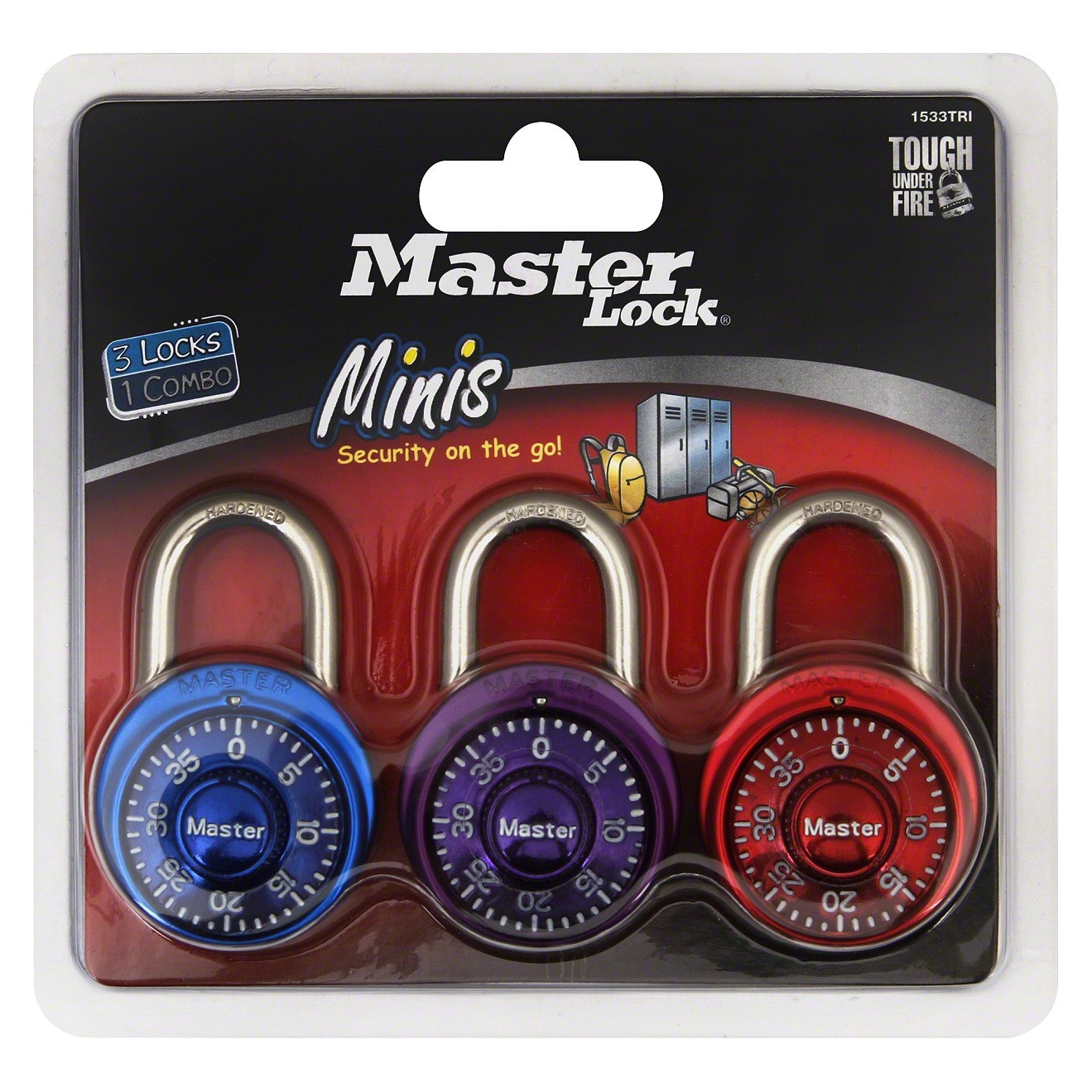 slide 1 of 1, Master Lock Mini Combination Padlocks - Assorted Colors, 3 ct