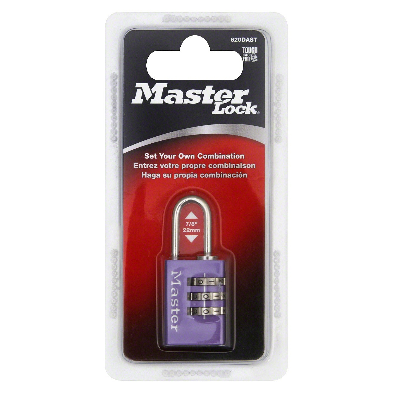 slide 1 of 1, Master Lock Luggage 3-Dial Combination Padlock - Purple, 1 ct