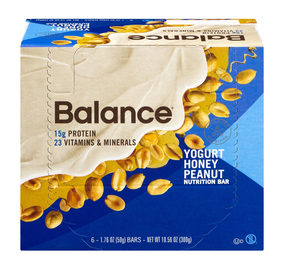 slide 1 of 1, Balance Bar, Healthy Protein Snacks, Yogurt Honey Peanut, 6 ct