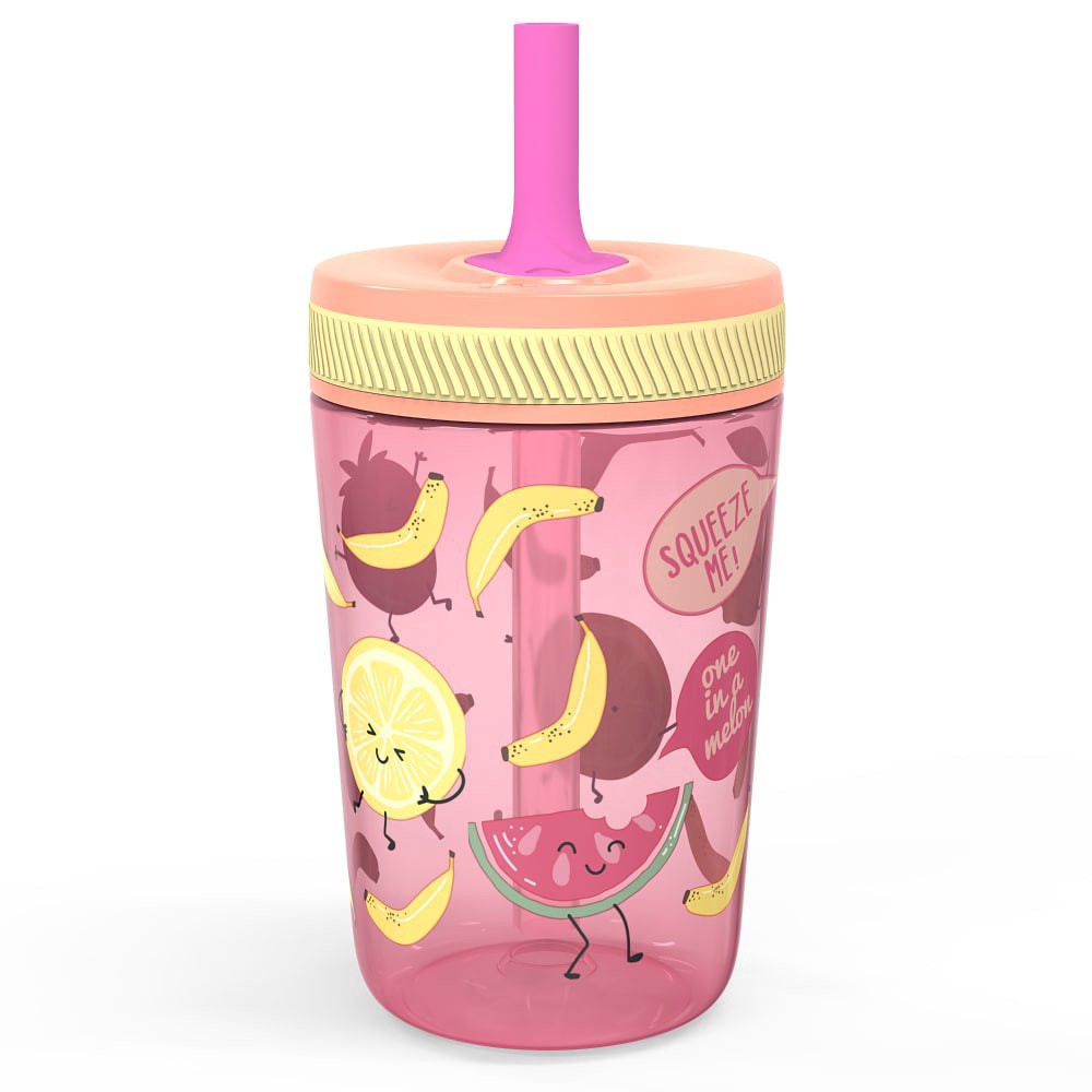 slide 1 of 3, Happy Fruit Antimicrobial Single Wall Leakproof Straw Kelso Tumbler, 15 oz