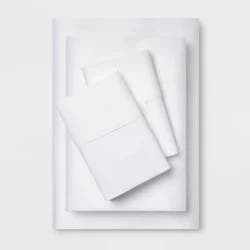 King Solid Performance 400 Thread Count Sheet Set White - Threshold™: Cotton Sateen, 4-Piece, OEKO-TEX Certified