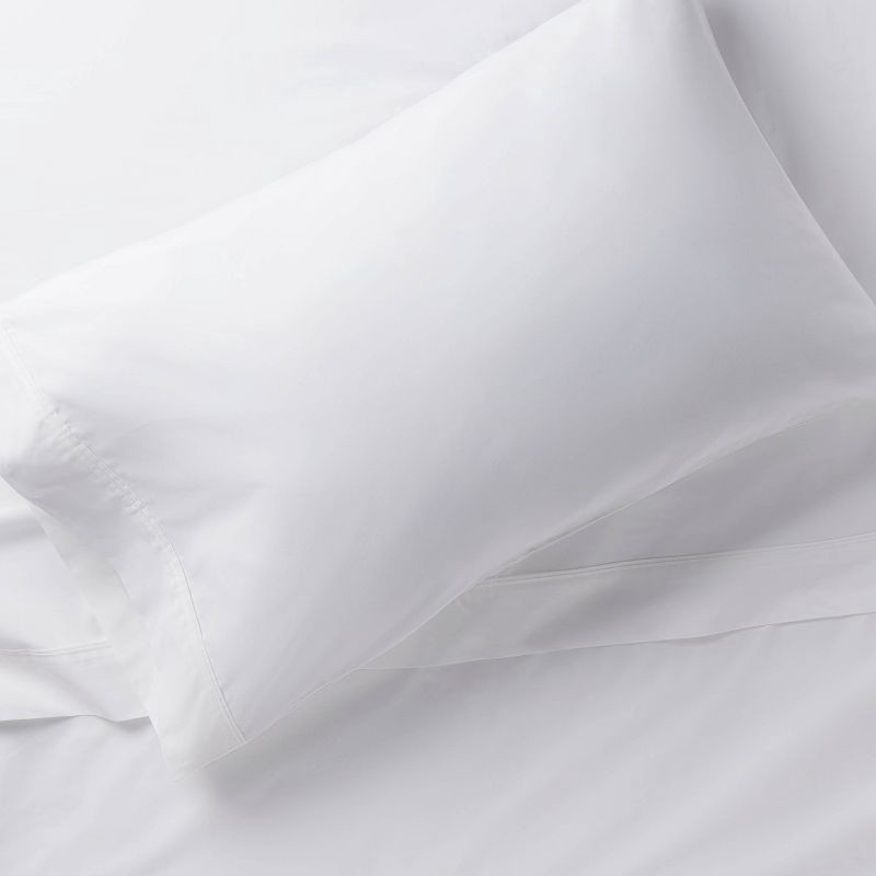 slide 2 of 4, Standard Solid Performance 400 Thread Count Pillowcase Set White - Threshold™: Cotton Sateen, OEKO-TEX Certified, Set of 2, 1 ct