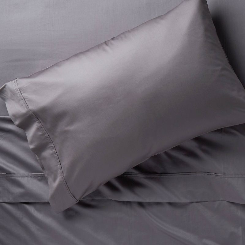 slide 2 of 4, Standard Solid Performance 400 Thread Count Pillowcase Set Dark Gray - Threshold™, 1 ct