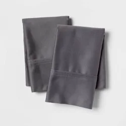 Standard Solid Performance 400 Thread Count Pillowcase Set Dark Gray - Threshold™: Cotton Sateen, Wrinkle-Resistant, OEKO-TEX Certified