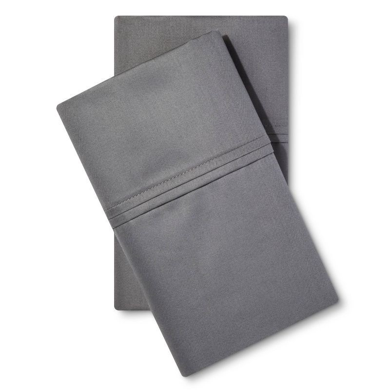 slide 1 of 1, King Solid Performance 400 Thread Count Pillowcase Set Dark Gray - Threshold™: Cotton Sateen, Wrinkle-Resistant, 2-Pack, 1 ct