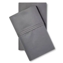 King Solid Performance 400 Thread Count Pillowcase Set Dark Gray - Threshold™: Cotton Sateen, Wrinkle-Resistant, 2-Pack