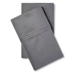 King Solid Performance 400 Thread Count Pillowcase Set Dark Gray - Threshold™: Cotton Sateen, Wrinkle-Resistant, 2-Pack