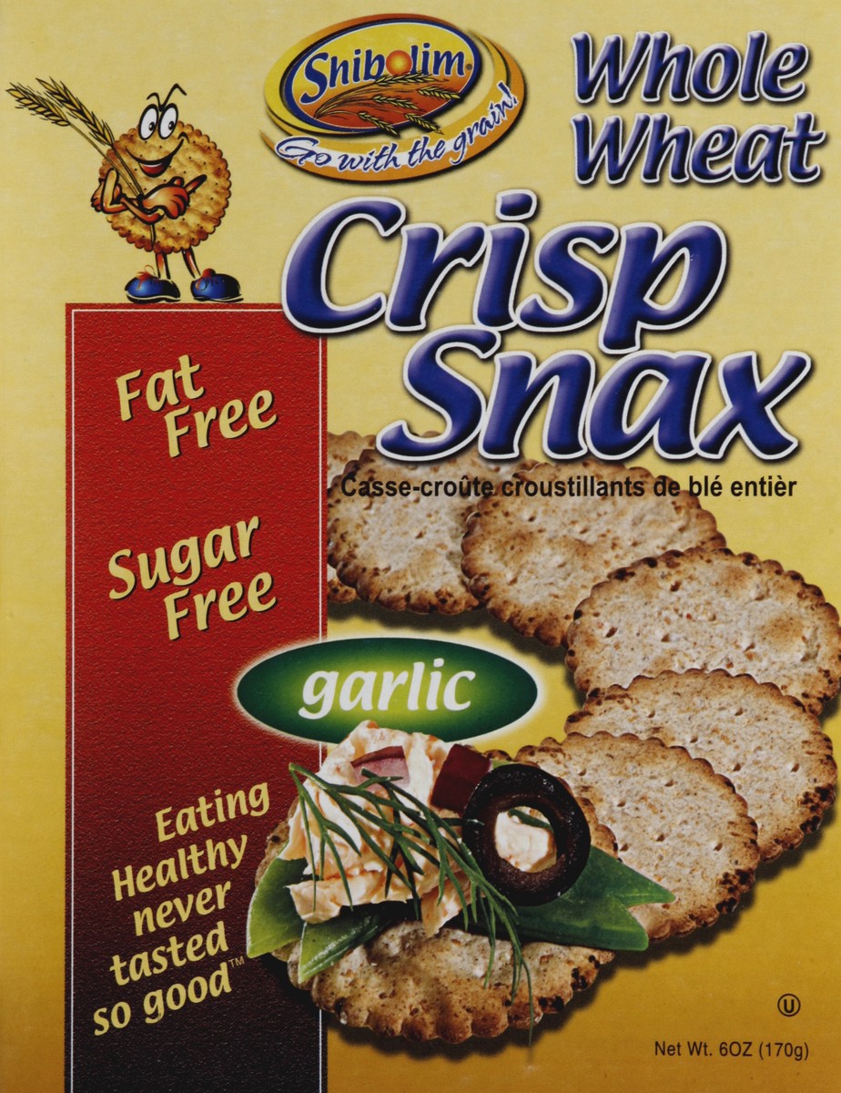 slide 3 of 4, Shibolim Whole Wheat Crisp Snax Garlic Fat Free And Sugar Free, 6 oz