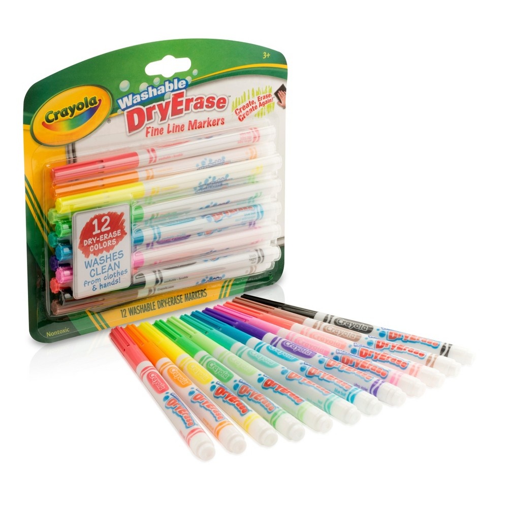 slide 2 of 3, Crayola Dry Erase Markers Fine Line Washable, 12 ct