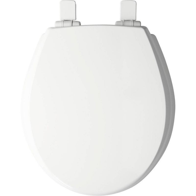 slide 2 of 8, Kendall Never Loosens Round Enameled Wood Toilet Seat with Easy Cleaning Whisper Close White - Mayfair by Bemis, 1 ct
