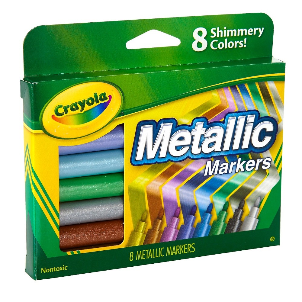 slide 2 of 5, Crayola Metallic Markers, 8 ct