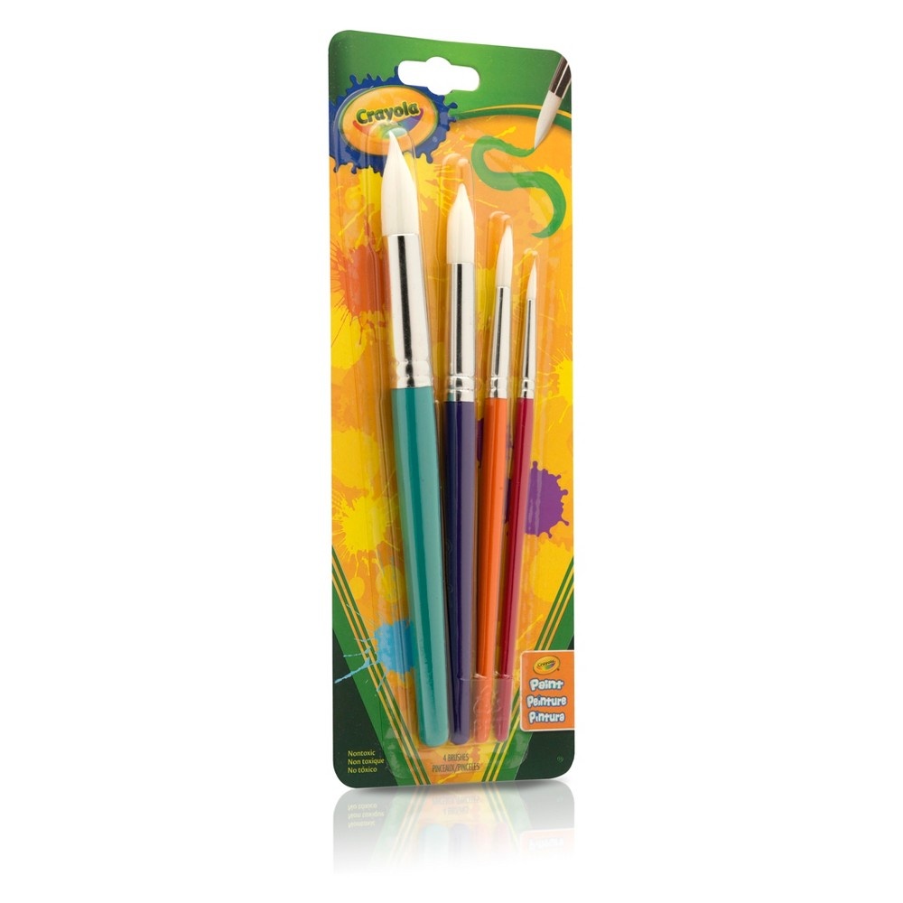 slide 3 of 4, Crayola 4ct Big Paint Brushes Round Tips, 4 ct