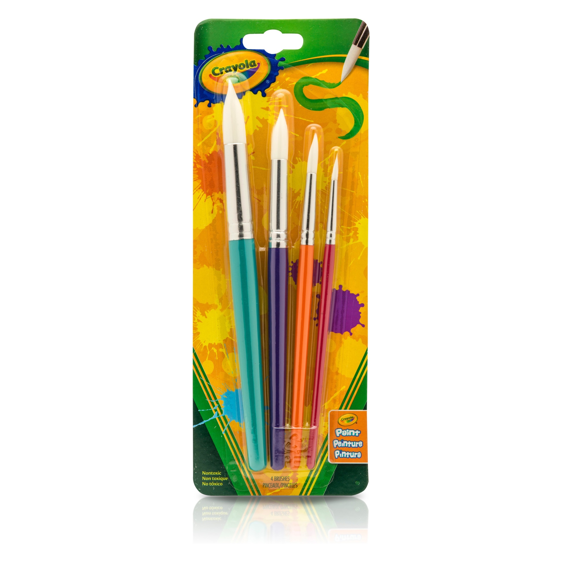 slide 1 of 4, Crayola 4ct Big Paint Brushes Round Tips, 4 ct
