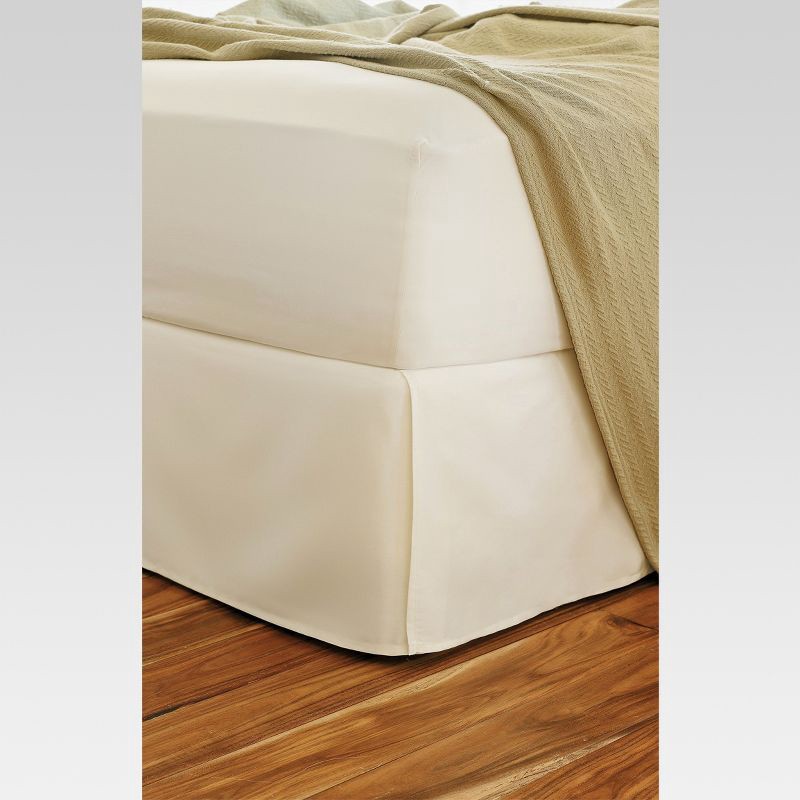 slide 3 of 7, White Wrinkle-Resistant Cotton Bed Skirt (Queen) - Threshold™: Pleated Sateen, 215 Thread Count, Machine Washable, 1 ct