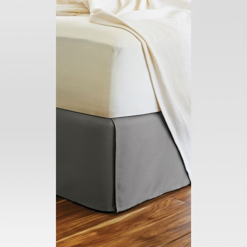 slide 4 of 7, White Wrinkle-Resistant Cotton Bed Skirt (Queen) - Threshold™: Pleated Sateen, 215 Thread Count, Machine Washable, 1 ct