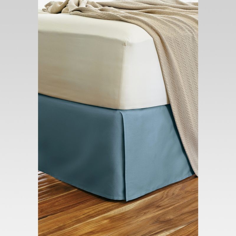 slide 5 of 7, White Wrinkle-Resistant Cotton Bed Skirt (Queen) - Threshold™: Pleated Sateen, 215 Thread Count, Machine Washable, 1 ct