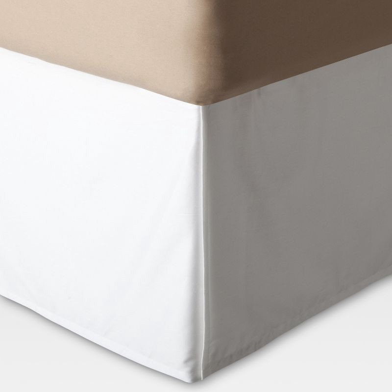 slide 1 of 7, White Wrinkle-Resistant Cotton Bed Skirt (Queen) - Threshold™: Pleated Sateen, 215 Thread Count, Machine Washable, 1 ct