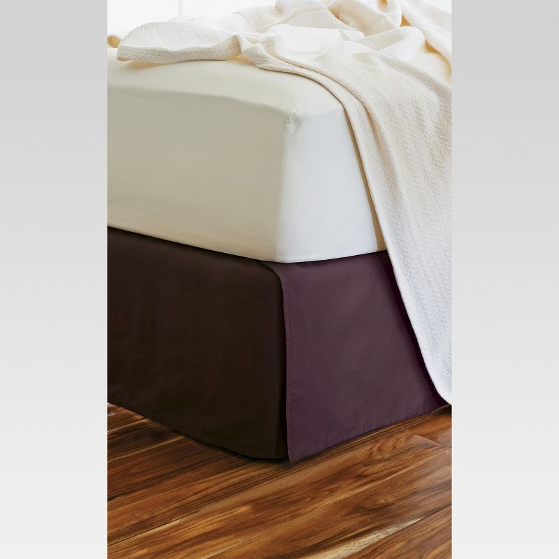 slide 6 of 7, White Wrinkle-Resistant Cotton Bed Skirt (Queen) - Threshold™: Pleated Sateen, 215 Thread Count, Machine Washable, 1 ct