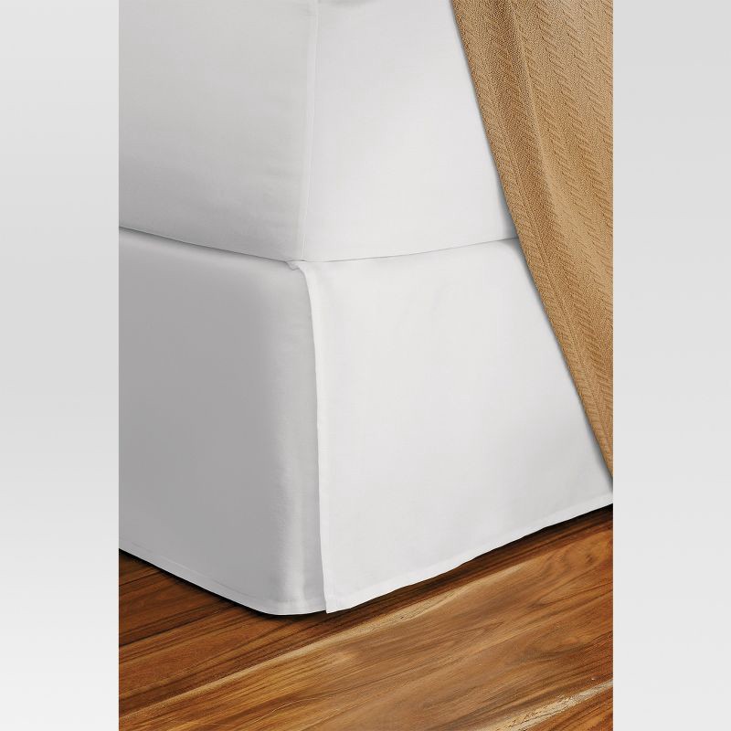 slide 7 of 7, White Wrinkle-Resistant Cotton Bed Skirt (Queen) - Threshold™: Pleated Sateen, 215 Thread Count, Machine Washable, 1 ct