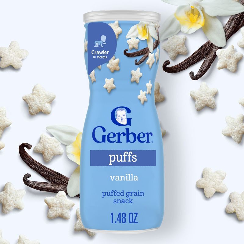 slide 2 of 9, Gerber Baby Food Vanilla Puffs Baby Snack- 1.48oz, 1.48 oz
