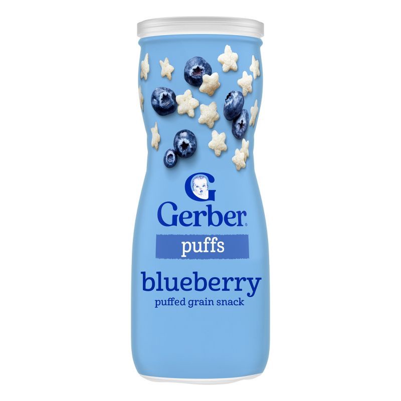 slide 1 of 9, Gerber Non-GMO Baby Food Blueberry Puffs Baby Snack - 1.48oz, 1.48 oz